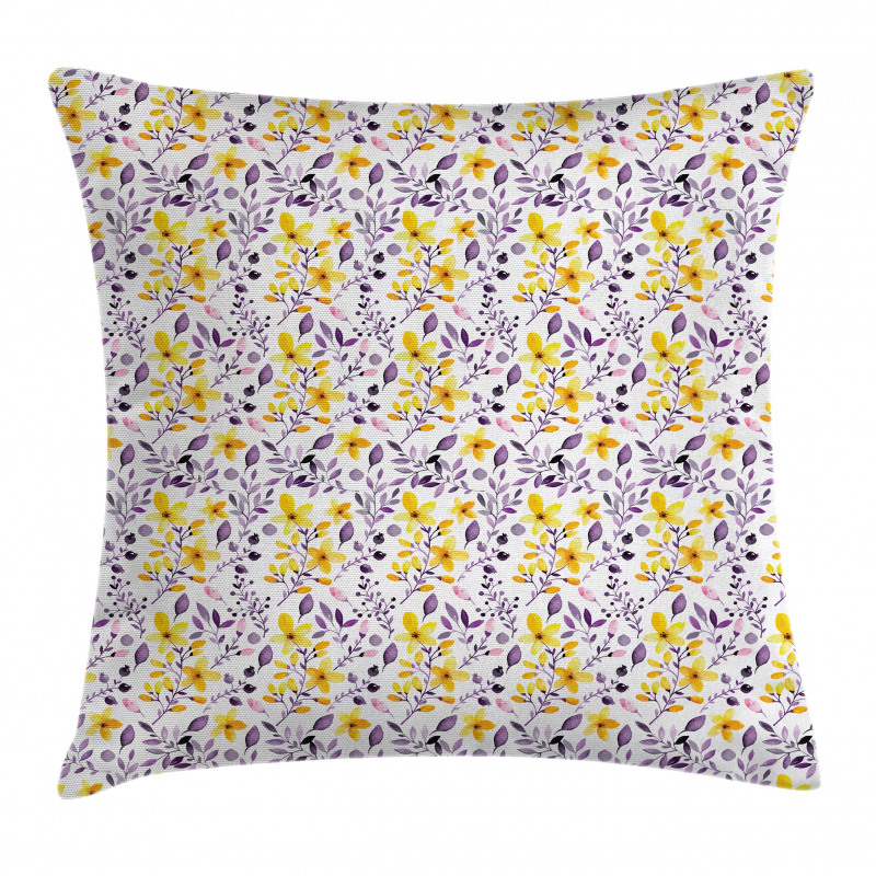 Rural Flowers and Leaves Pillow Cover
