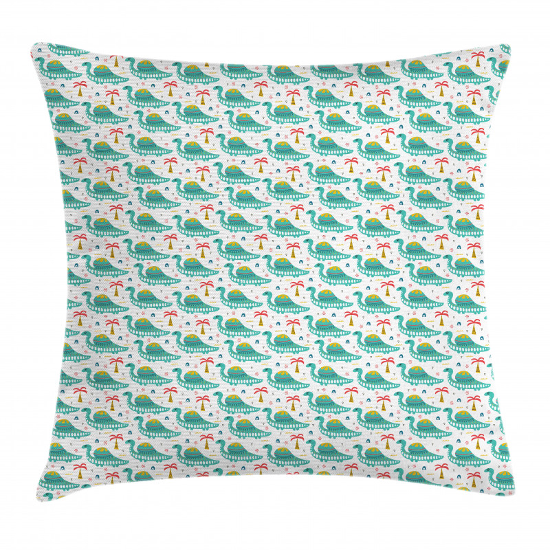 Cartoon of Animal and Palms Pillow Cover