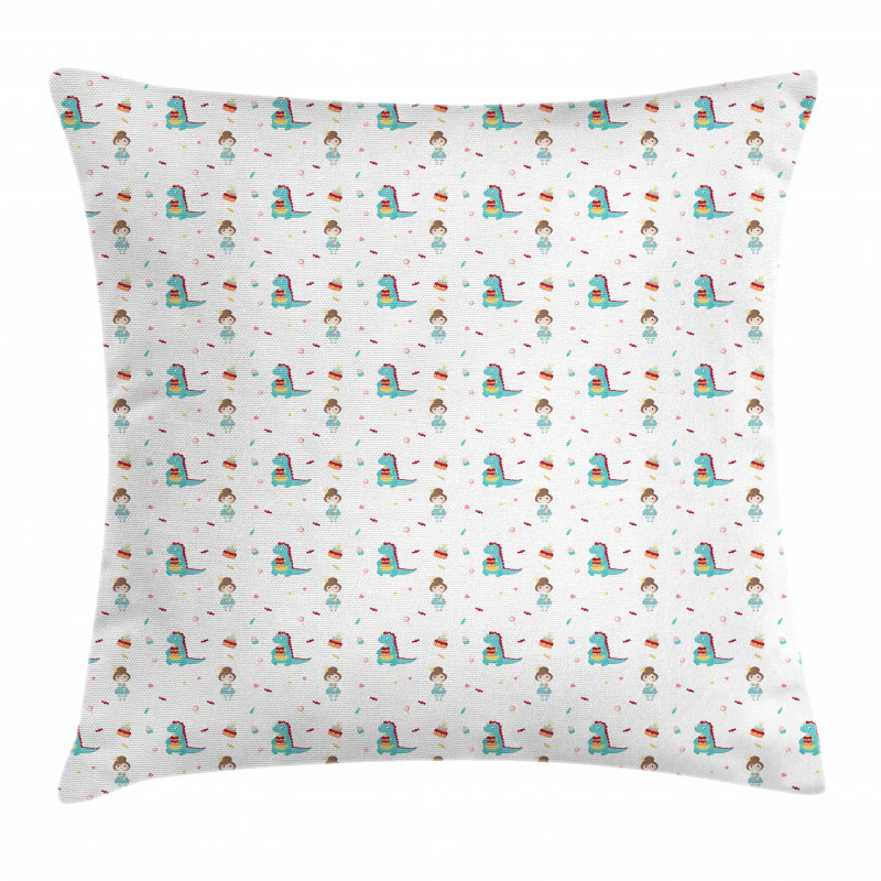 Birthday T-Rex and Princess Pillow Cover