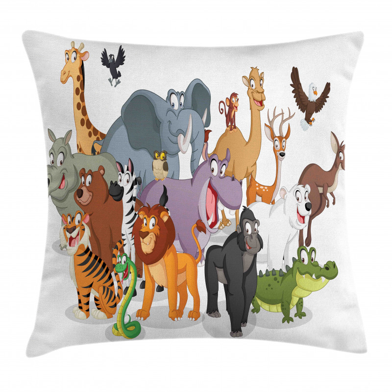 Cheerful Woodland Fauna Pillow Cover