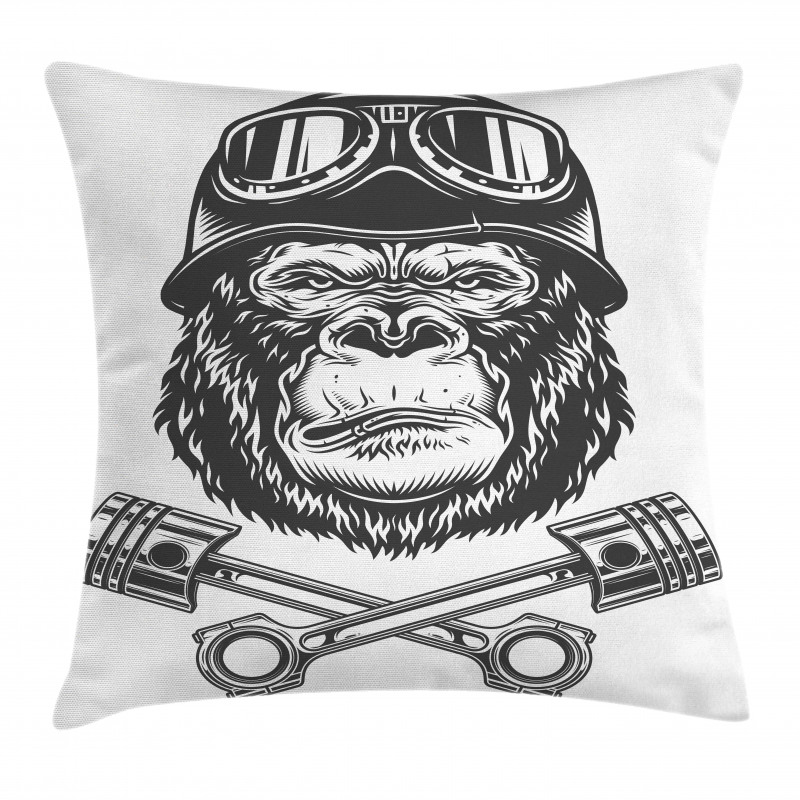 Vintage Style Serious Biker Pillow Cover