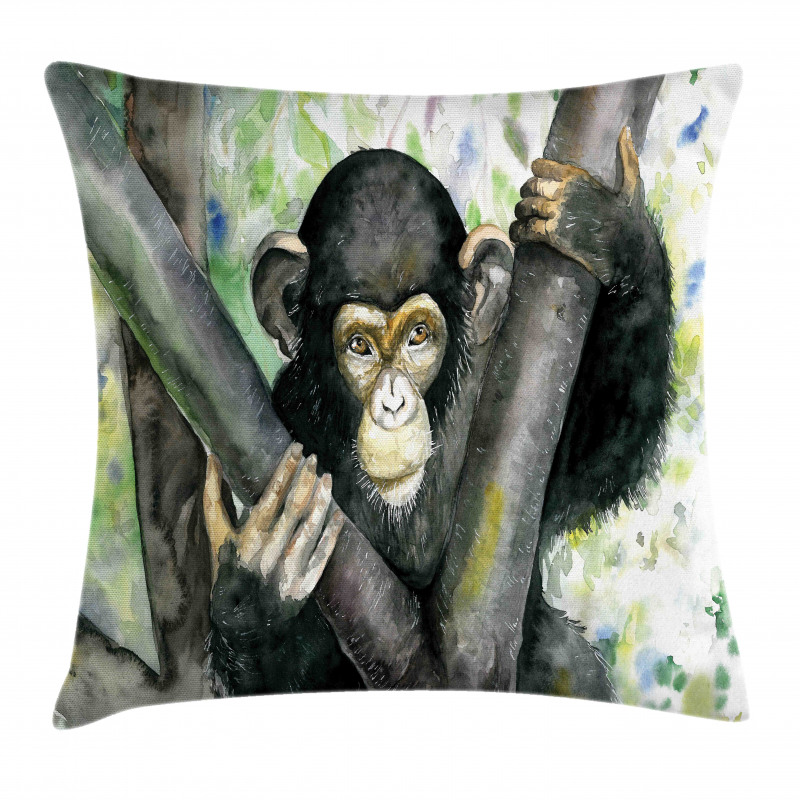 Watercolor Baby Chimpanzee Pillow Cover