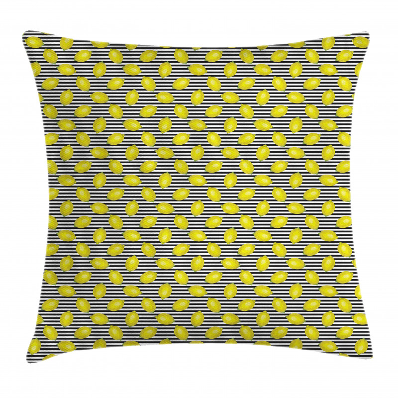 Citrus Motif Stripes Art Pillow Cover