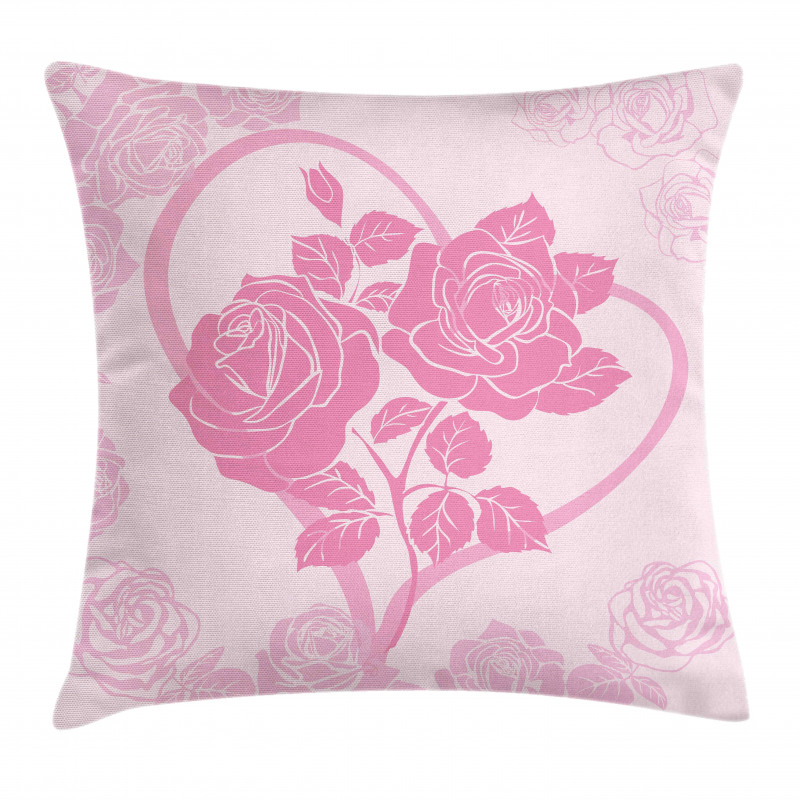 Roses in Heart Pillow Cover