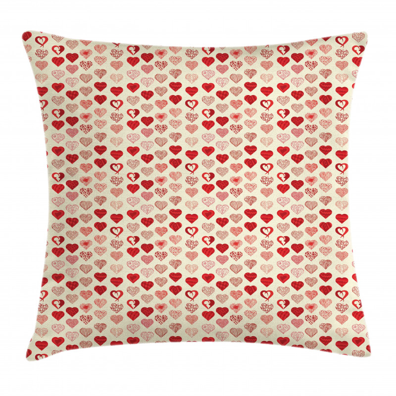 Doodle Hearts Art Pillow Cover