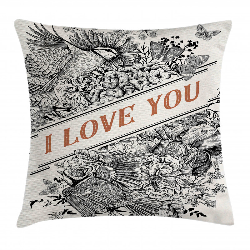 Engraved Flowers Pillow Cover