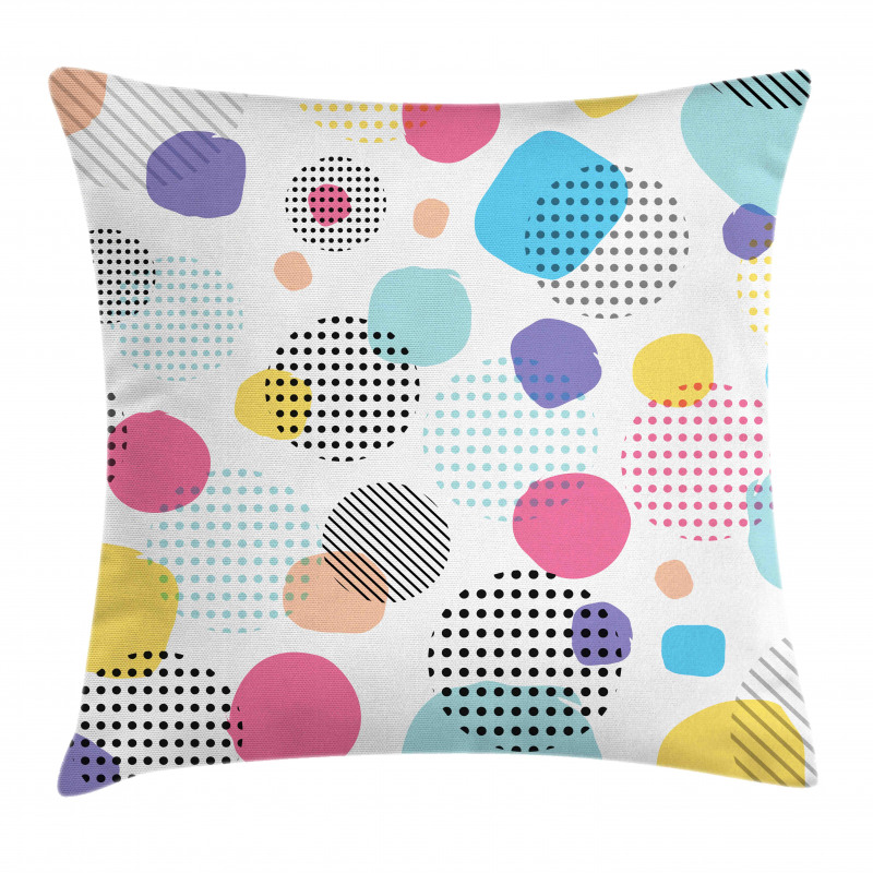 Colorful Spots Stripes Pillow Cover