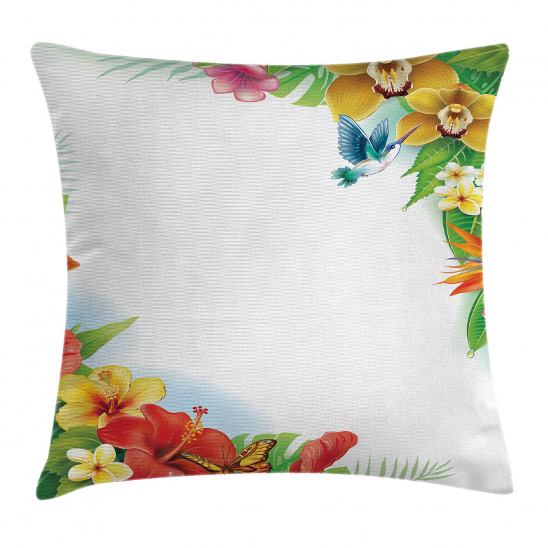 Tropic Flowers Leaves Pillow Cover