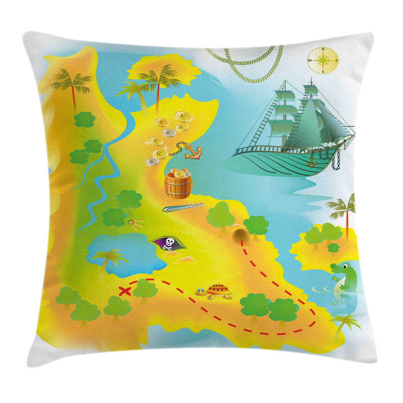 Map of a Treasure Island Pillow Cover