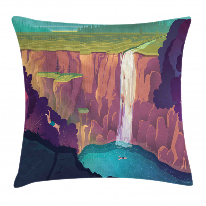 Rural Scene Waterfall Pillow Cover