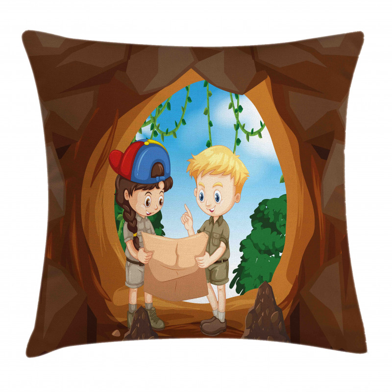 Children Reading a Map Pillow Cover