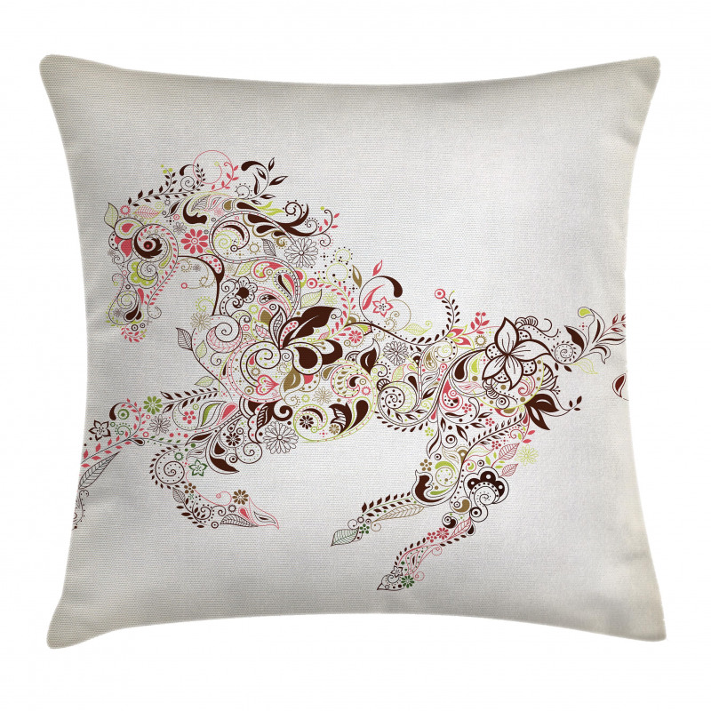Floral Horse Paisley Pillow Cover