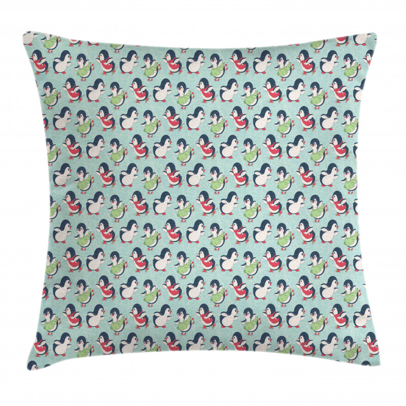 Arctic Animals Ice Skating Pillow Cover