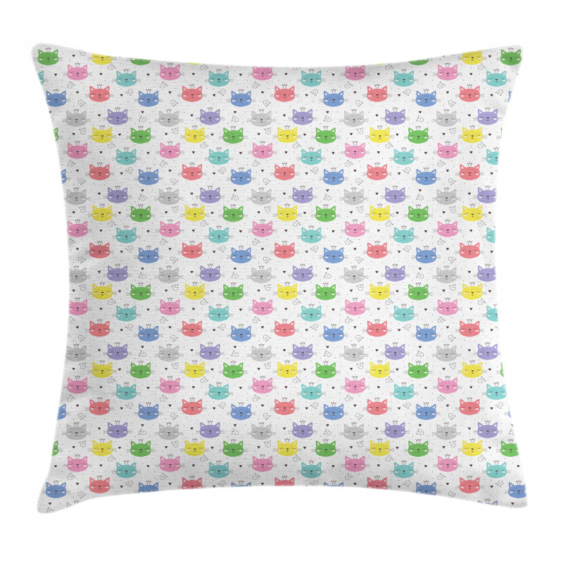 Colorful Princess Cats Pillow Cover