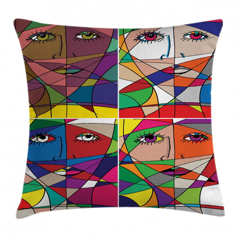 Woman Face in Glass Pillow Cover