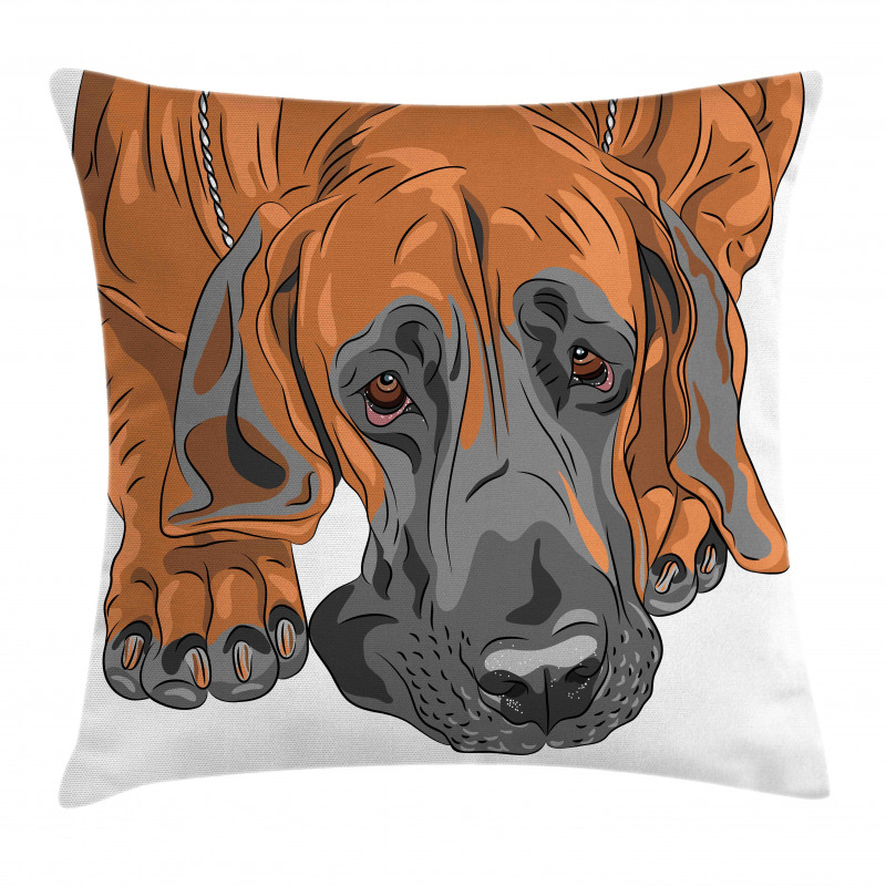 Sad Looking Dog Cartoon Pillow Cover