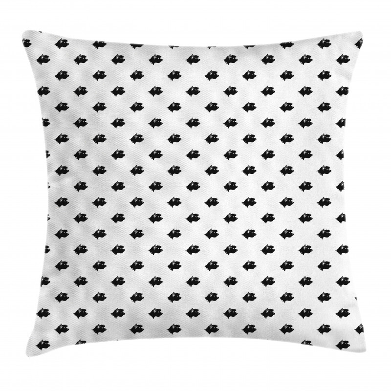 Monotone Dog Side Head Pillow Cover