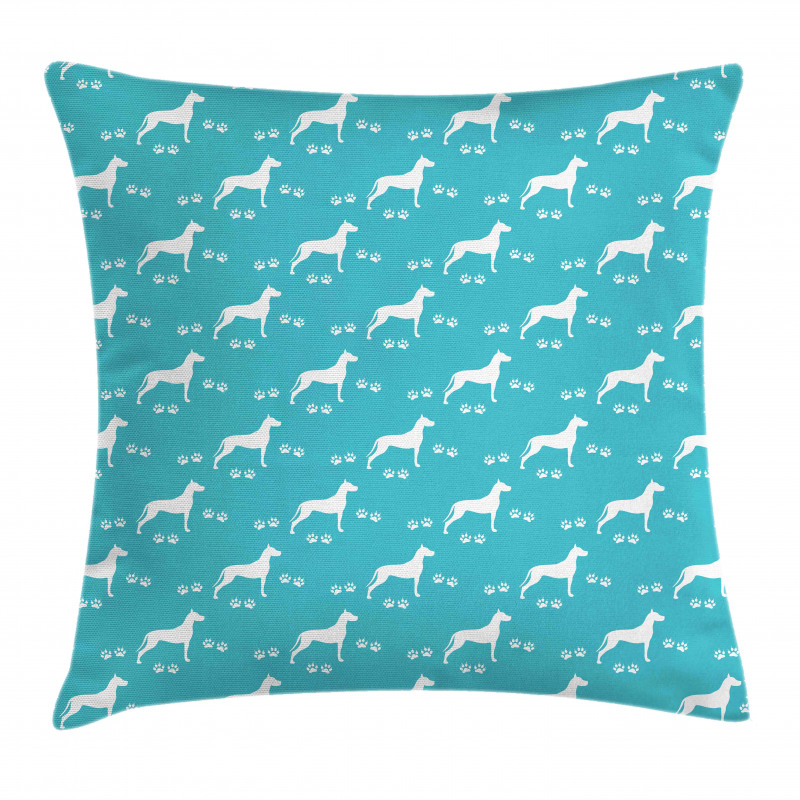 Dog and Paw Silhouettes Pillow Cover