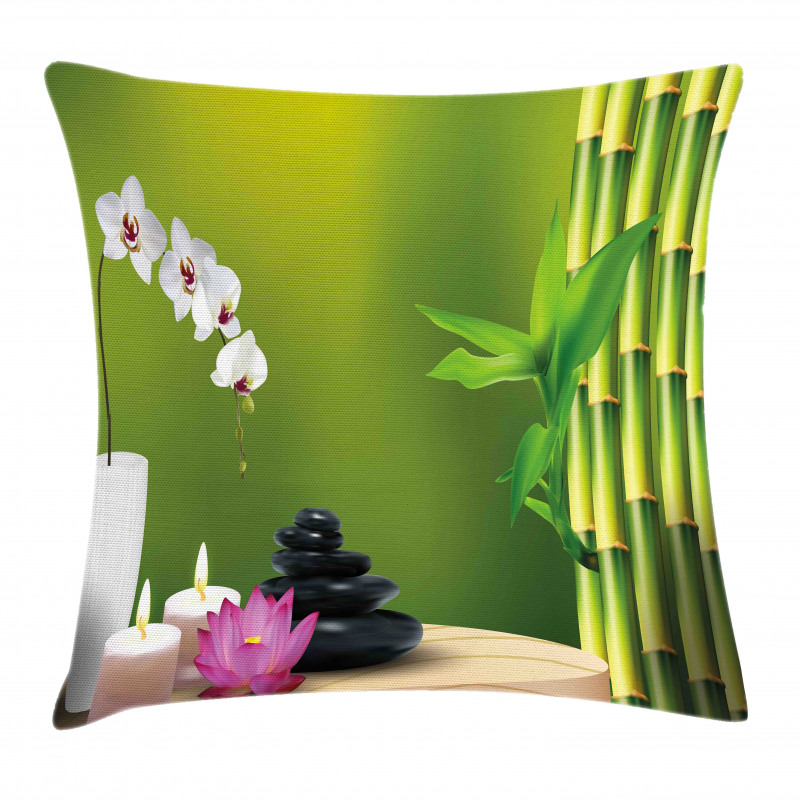 Bamboo Flower Orchid Stone Pillow Cover