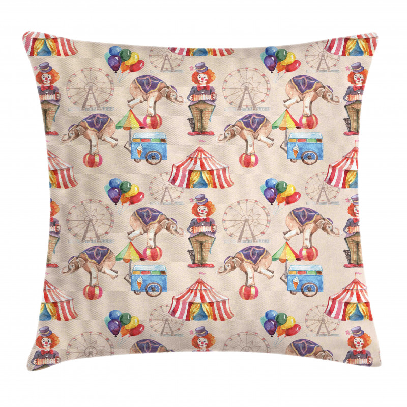 Watercolor Circus Art Pillow Cover