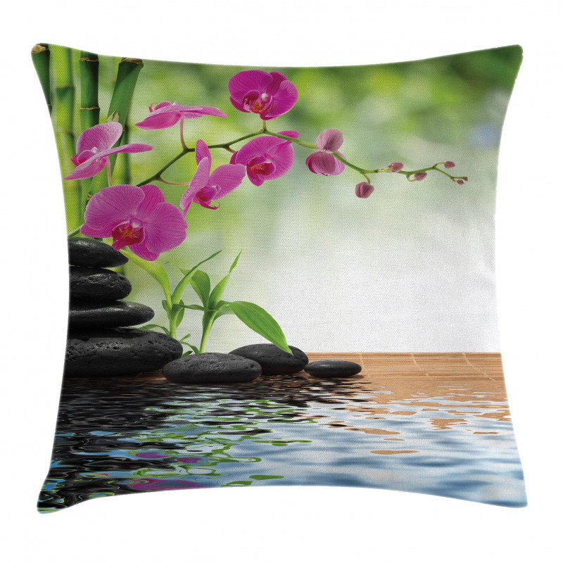 Bamboo Tree Orchid Stones Pillow Cover