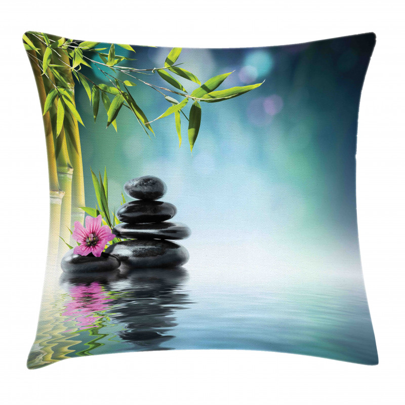 Hibiscus Bamboo on Water Pillow Cover