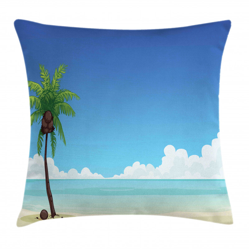 Exotic View Tree and Coconuts Pillow Cover