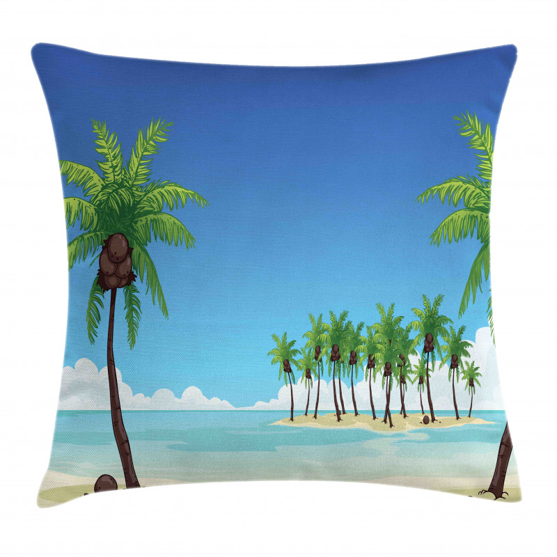 Coconut Trees in the Ocean Pillow Cover