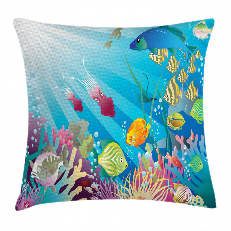 Fish Species in the Sea Pillow Cover