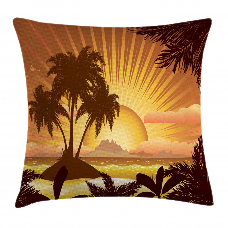 Digital Graphics Sunset Scene Pillow Cover