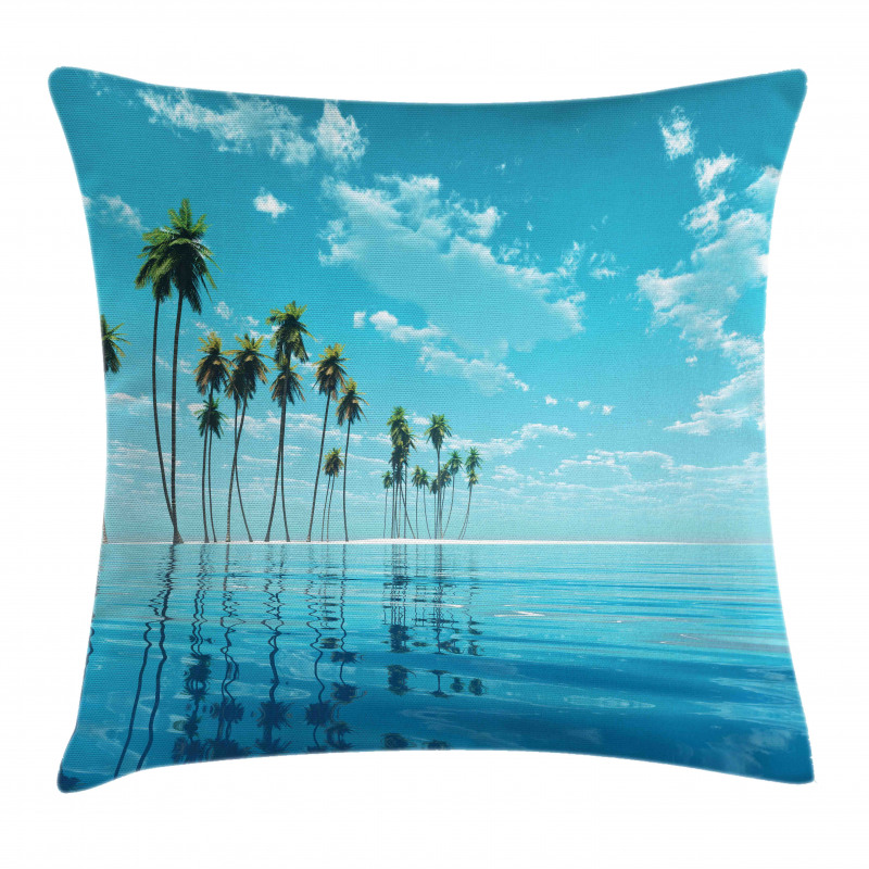 Long Coconut Trees Still Water Pillow Cover