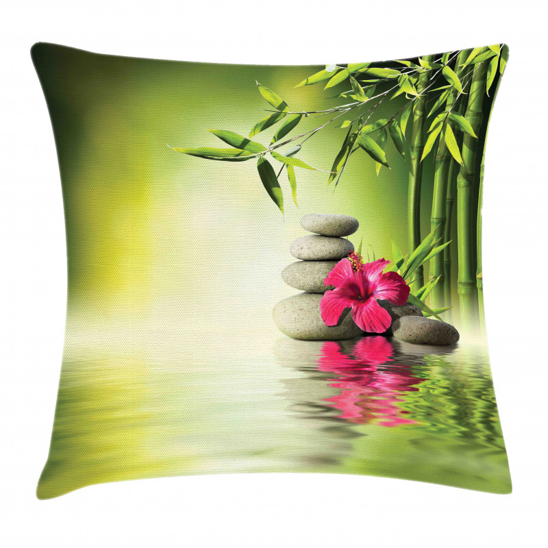 Stones Bamboo Leaves Pillow Cover