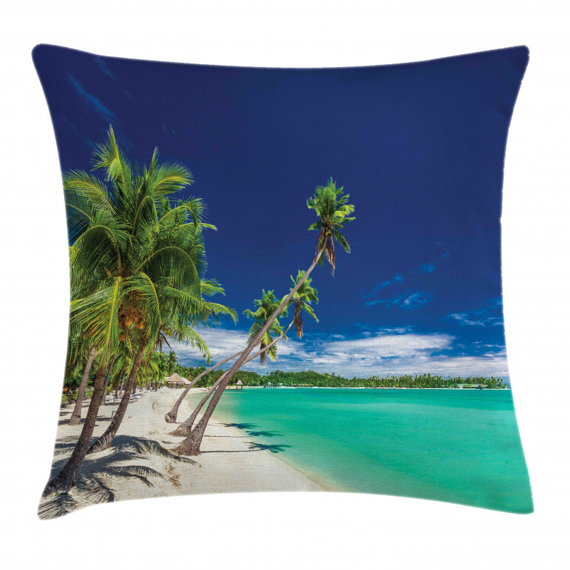 Exotic Beach and Coconut Trees Pillow Cover