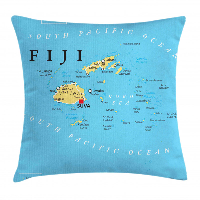 Political Map Capital Suva Pillow Cover