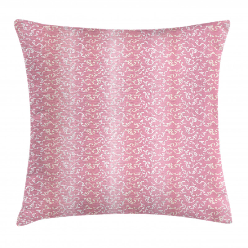 Leafy Pinkish Damask Lines Pillow Cover