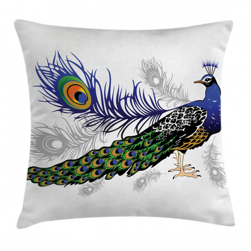 Wild Peacock Feather Pillow Cover