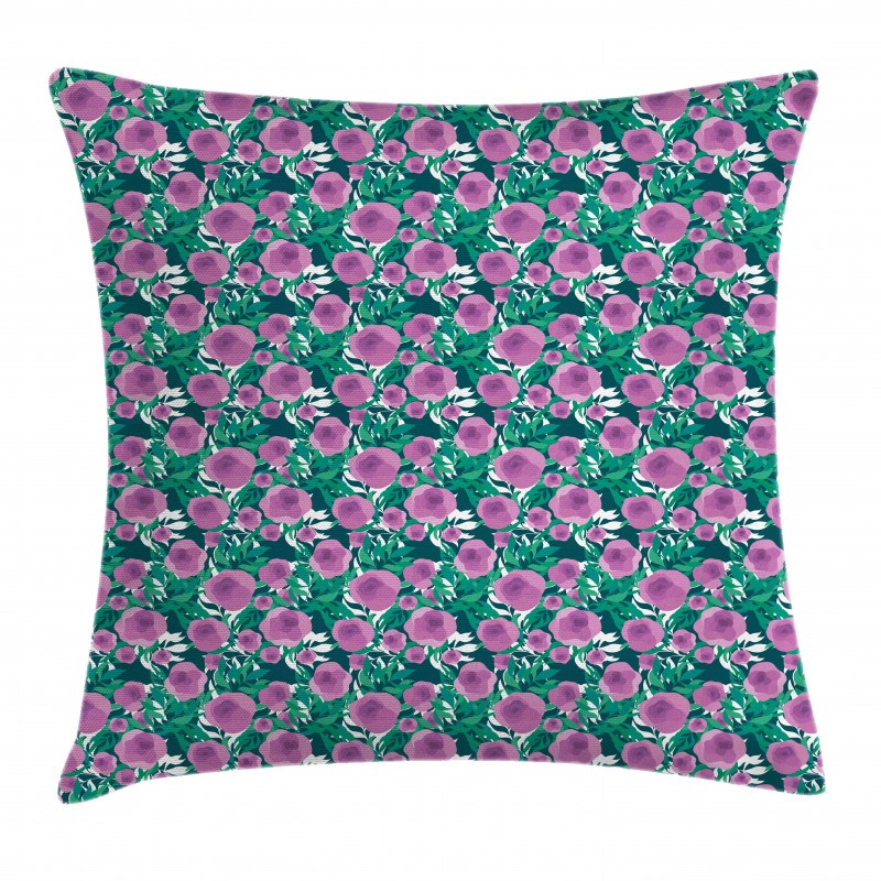 Graphical Flowers and Leaves Pillow Cover