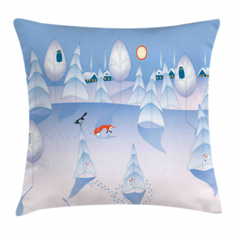 Winter at Woods Animals Pillow Cover