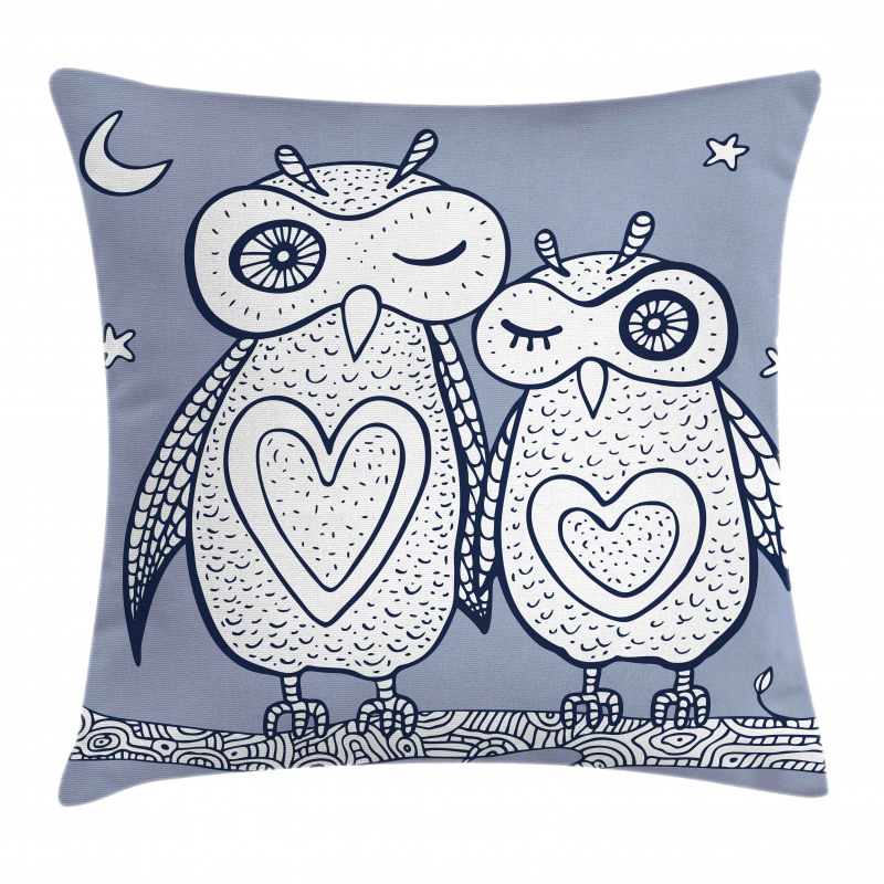 Night Bird Couple Doodle Pillow Cover