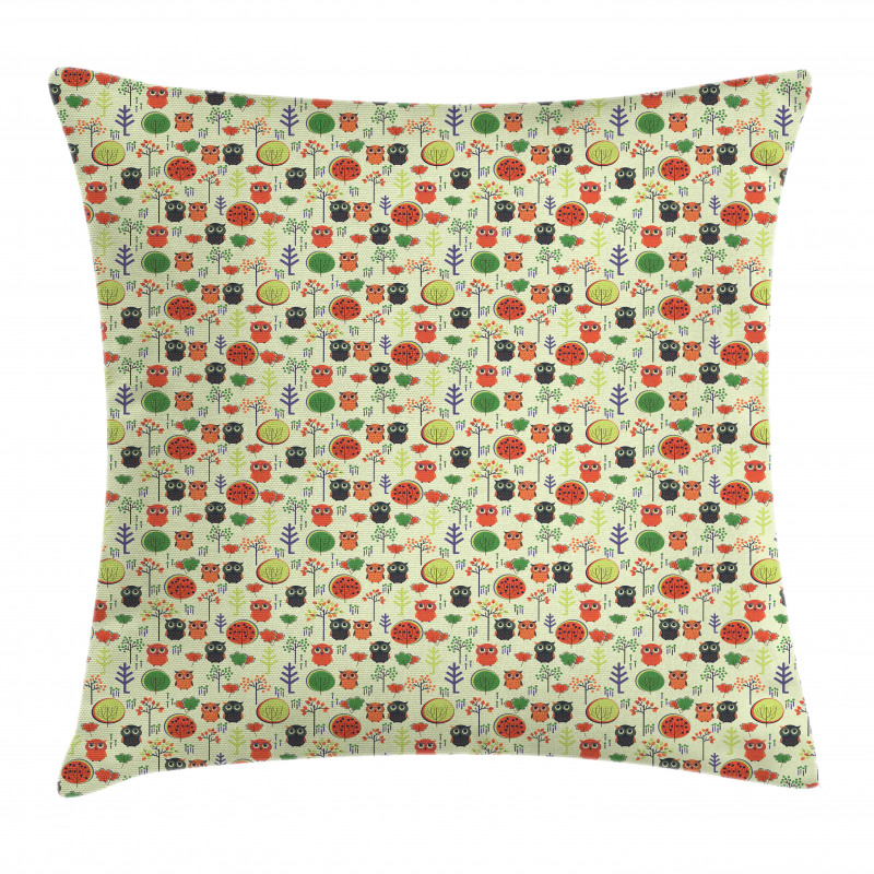Birds Trees and Plants Pillow Cover