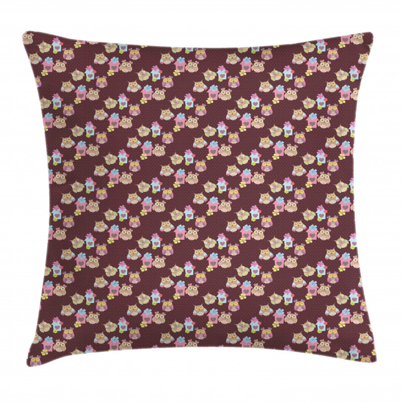 Houses and Birds on Dots Pillow Cover