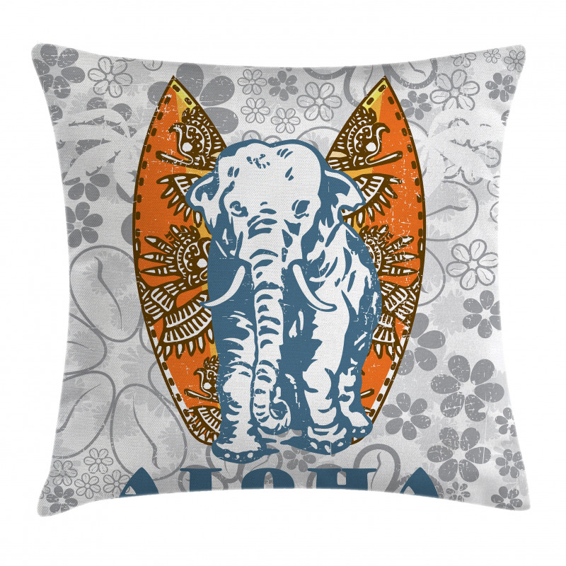 Surfboard and Elephant Pillow Cover