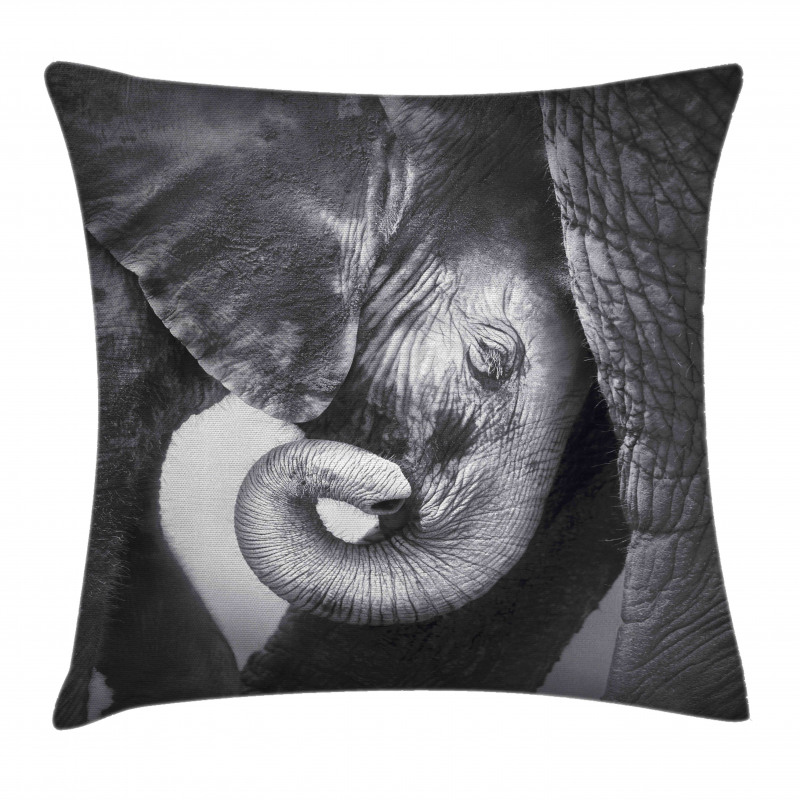 Elephant Mother and Baby Pillow Cover