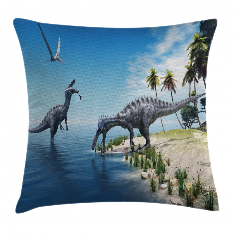 Wild Suchomimus Dinosaur Pillow Cover