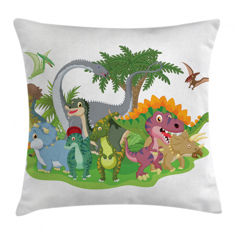 Cartoon Group Dinosaur Pillow Cover
