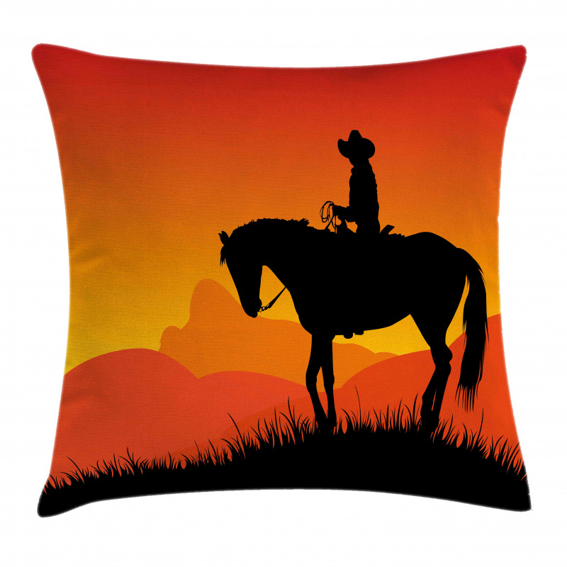 Lonely Cowboy Horseback Pillow Cover