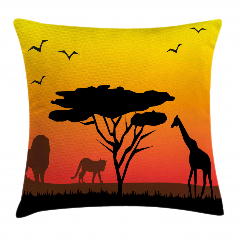 Savannah Animals Sunset Pillow Cover