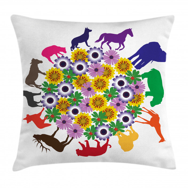 Flowers Wild Animals Pillow Cover