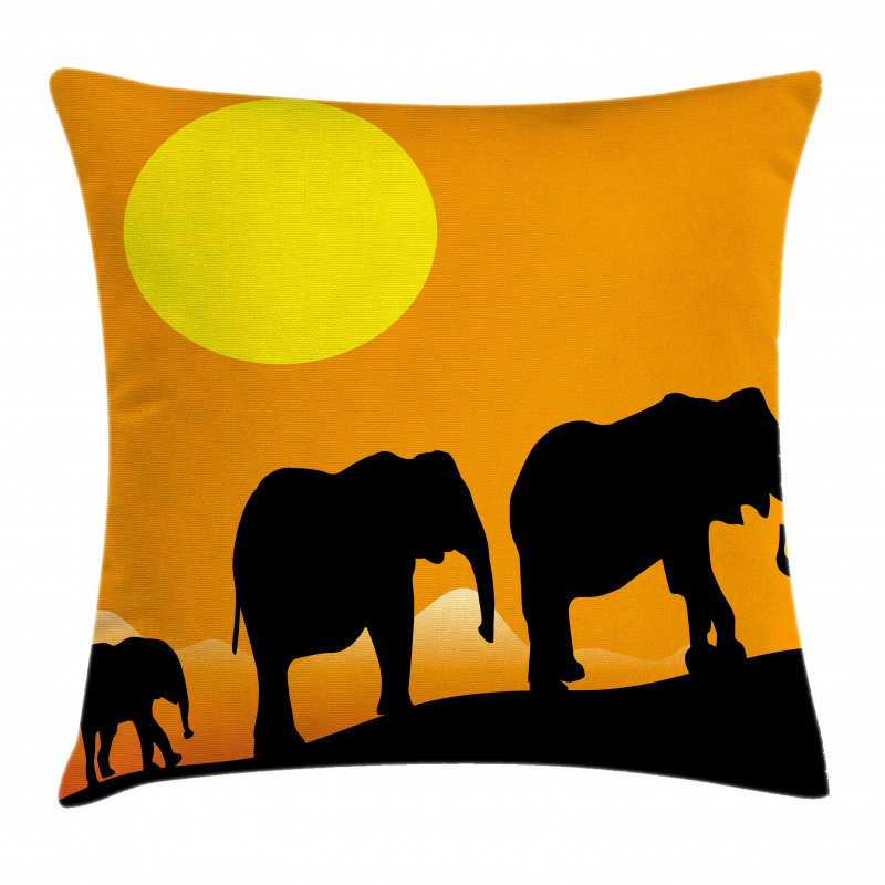 Baby Elephant and Family Pillow Cover