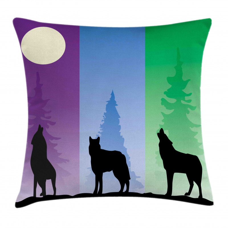 Wolf at Night Howling Pillow Cover